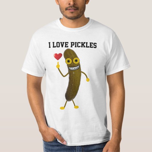 Funny I Liebe Pickle Cartoon T-Shirt (Vorderseite)