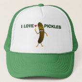 Funny I Liebe Pickles Cartoon Hat Truckerkappe (Vorderseite)