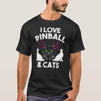 Funny I Liebe Pinball & Cats Coole Arkademaschine T-Shirt