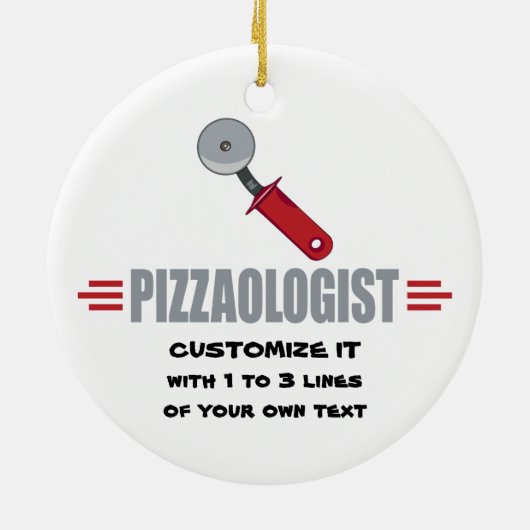 Funny I Liebe Pizza Keramik Ornament (Hinten)