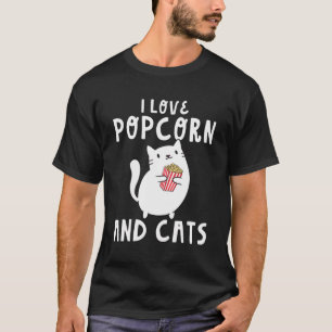Funny I Liebe Popcorn and Cats Cinema Snack Movie  T-Shirt