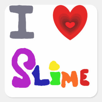 Funny I Liebe Slime Art Quadratischer Aufkleber