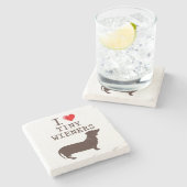 Funny I Liebe Tiny Dackel Dackel Steinuntersetzer (Seitenansicht)