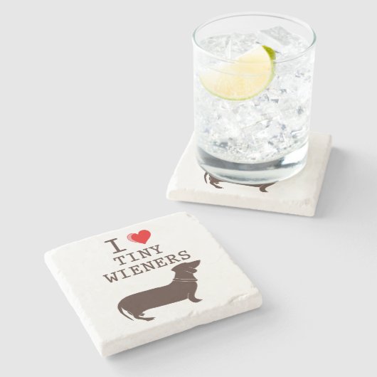 Funny I Liebe Tiny Dackel Dackel Steinuntersetzer (Seitenansicht)