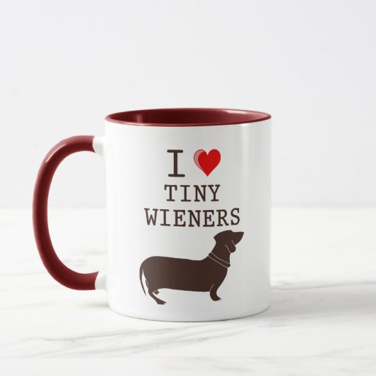Funny I Liebe Tiny Dackel Dackel Tasse (Links)