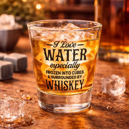 Funny I Liebe Wasser gefroren in Whiskey Schnapsglas