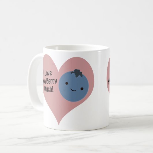 Funny I Liebe You Berry Much Niedlich Kawaii Blueb Kaffeetasse (Vorderseite Links)