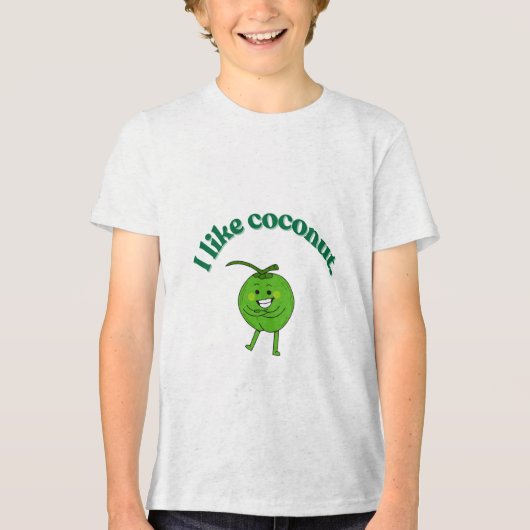 Funny "I Like Coconuts" Kids T-Shirt – Cute Green Tri-Blend Shirt (Vorderseite)
