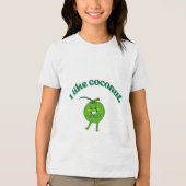Funny "I Like Coconuts" Kids T-Shirt – Cute Green Tri-Blend Shirt (Vorderseite)