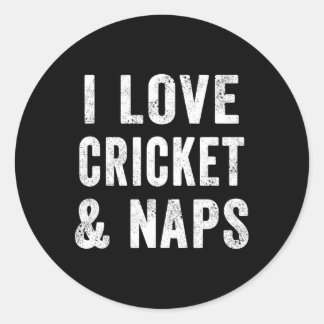 Funny I Love Cricket And Naps Bearded Cricket Dad  Runder Aufkleber