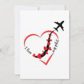 Funny I love My Pilot Heart & Airplane Romantic Karte (Vorderseite)