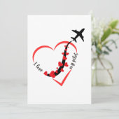 Funny I love My Pilot Heart & Airplane Romantic Karte (Stehend Vorderseite)