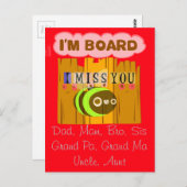 Funny I Miss You I bin gelangweilt Postcard Postkarte (Vorne/Hinten)