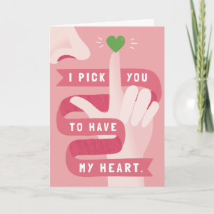 Funny I Pick You Pink Heart Grußkarte Karte