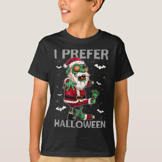 Funny I Prefer Halloween Santa Zombie Ugly Christm T-Shirt (Vorderseite)