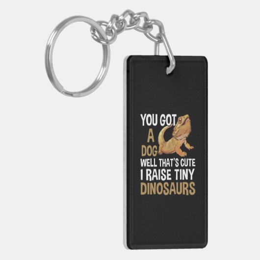 Funny I Raise Tiny Dinosaurier Barted Dragon Pet Schlüsselanhänger (Vorderseite links)