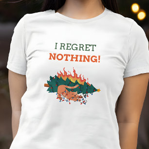 Funny I Regret Nothing Naughty Cat Weihnachten T-Shirt