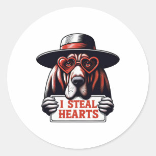 Funny I Stearts Kids Mens Womens Bloodhound V Runder Aufkleber