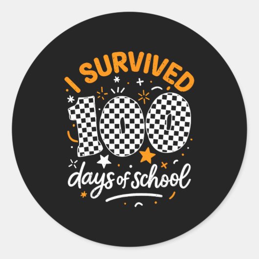 Funny I Survived 100 Days Of School Student Teache Runder Aufkleber (Vorderseite)