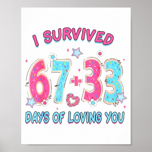 Funny I Survived 67 + 33 Days Of Loving You Valent Poster (Vorne)
