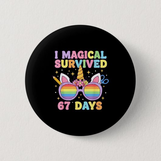 Funny I Survived 67 Days Of School Cat Teachers St Button (Vorderseite)