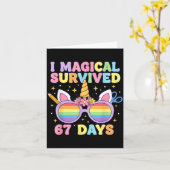 Funny I Survived 67 Days Of School Cat Teachers St Karte (Gelbe Blume)