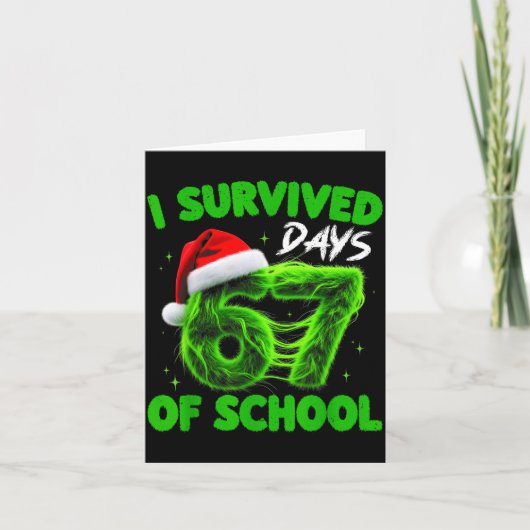 Funny I Survived 67 Days Of School Christmas Kids Karte (Vorderseite)