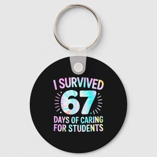 Funny I Survived 67 Days Of School Nurse Tie Dye W Schlüsselanhänger (Vorderseite)