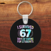 Funny I Survived 67 Days Of School Nurse Tie Dye W Schlüsselanhänger (Vorderseite)