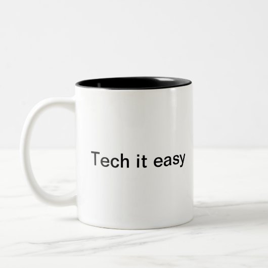 Funny I.T. Computer Spaß Minimalistisch Monogram Zweifarbige Tasse (Links)