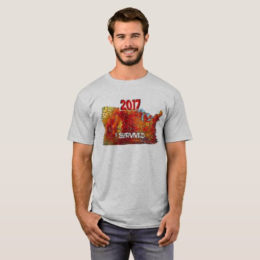 Funny I überlebte US Summer Heat Wave Map T-Shirt (Vorne ganz)