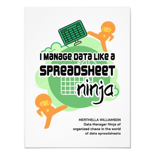 Funny I Verwalten Sie Data SPREADSHEET NINJA Fotodruck (Vorne)