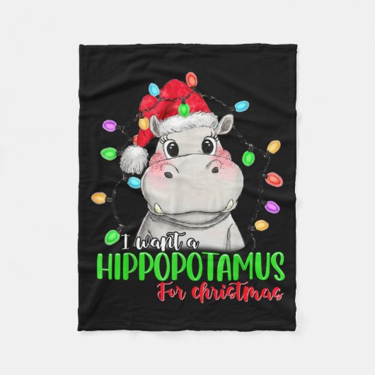 Funny I Want A Hiptamus For Christmas Xmas Hip Lov Fleecedecke (Vorderseite)