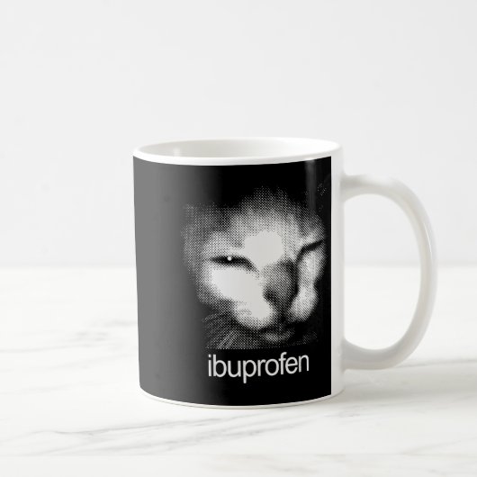 Funny Ibuprofen Cat Meme Retro Ugly Cat Face Mens  Kaffeetasse (Rechts)