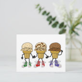 Funny Ice Cream Cone Cartoon Charaktere Postkarte (Stehend Vorderseite)