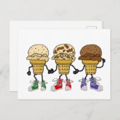 Funny Ice Cream Cone Cartoon Charaktere Postkarte (Vorne/Hinten)