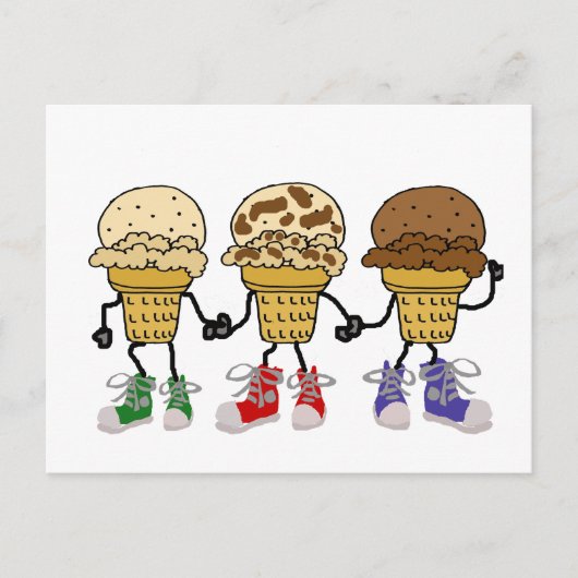 Funny Ice Cream Cone Cartoon Charaktere Postkarte (Vorderseite)