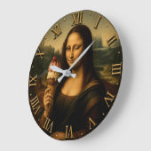 Funny Ice Cream Mona Lisa Große Wanduhr (Winkel)