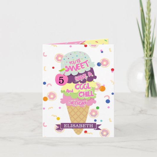 Funny Ice Creme Cone Kindergeburtstag Card Karte (Vorderseite)