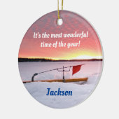 Funny Ice Fishing Holiday Keramik Ornament (Links)