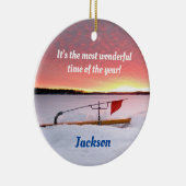 Funny Ice Fishing Holiday Keramik Ornament (Rechts)