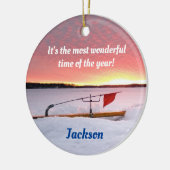 Funny Ice Fishing Holiday Keramik Ornament (Links)
