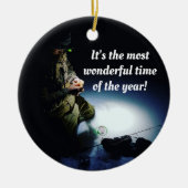 Funny Ice Fishing Holiday Keramik Ornament (Vorne)