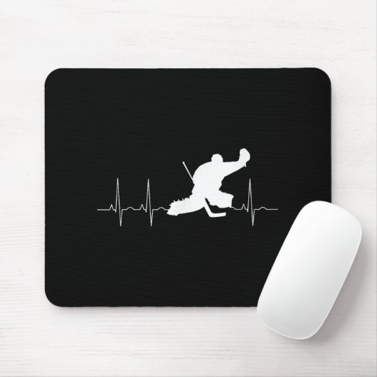 Funny Ice Hockey Goalie Heartbeat Pulse Goaltender Mousepad (Mit Mouse)