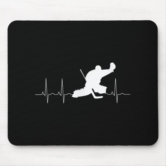 Funny Ice Hockey Goalie Heartbeat Pulse Goaltender Mousepad (Vorne)