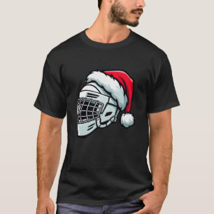 Funny Ice Hockey Helmet Weihnachtsmannmütze Weihna T-Shirt