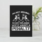 Funny Ice Hockey Player diskutiert Bully Penalty Einladung (Stehend Vorderseite)