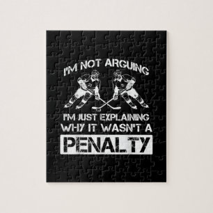 Funny Ice Hockey Player diskutiert Bully Penalty Puzzle