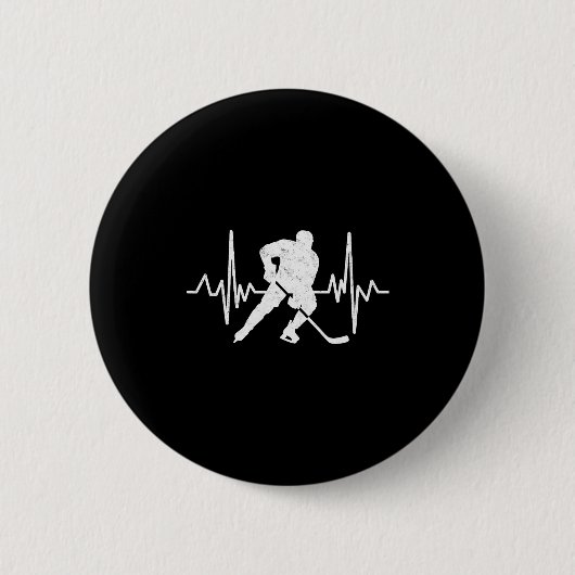 Funny Ice Hockey Player Goalie Heartbeat Hockey Fa Button (Vorderseite)