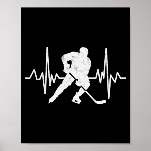Funny Ice Hockey Player Goalie Heartbeat Hockey Fa Poster (Vorne)